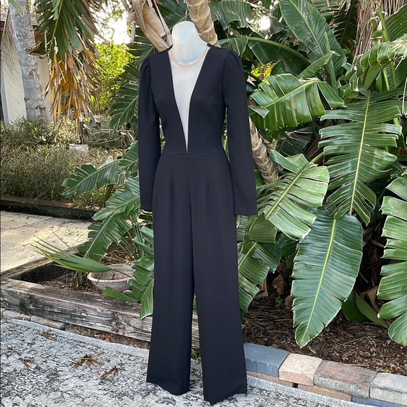 dress the population deep v jumpsuit - Picture 1 of 9